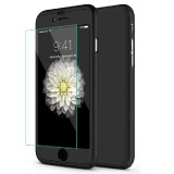 Husa iPhone 6 / 6S Full Cover 360 Negru + Folie Sticla, Protectie Socuri, Carcasa Plastic