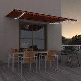 Copertina retractabila manual cu LED portocaliu/maro 500x300 cm GartenMobel Dekor, vidaXL