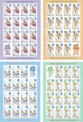 |Romania, LP 1655b/2004, J.O. de Vara - Atena, coli mici de 15 t. + 1 v., MNH foto