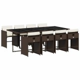Cumpara ieftin Set mobilier de gradina cu perne, 9 piese, maro, poliratan