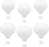Set de 6 baloane cu aer cald pentru nunta/petrecere Jangostor, hartie, alb, 30 /25 cm