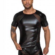 Tricou Sexy Barbati Wetlook cu Plasa 3D Transparenta L