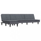 Canapea extensibila in forma de L gri 255x140x70 cm catifea