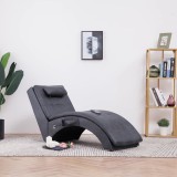 vidaXL Șezlong de masaj cu pernă, gri, piele &icirc;ntoarsă artificială