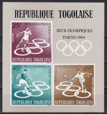Togo 1964 - Jocurile Olimpice - Tokyo, Colita NDT, PA, MNH