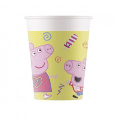 Set 8 Pahare Petrecere Din Carton, Model Peppa Pig 200 ml