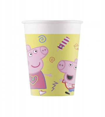 Set 8 Pahare Petrecere Din Carton, Model Peppa Pig 200 ml foto