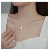 Cumpara ieftin Lantisor din Argint 925 Placat cu Aur si Perla Rotunda Golden Aura Pearl