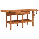 Cumpara ieftin Banc de lucru cu sertare si menghine, 192x62x83 cm, lemn acacia