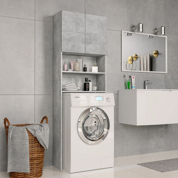 vidaXL Dulap mașina de spălat, gri beton, 64x25,5x190 cm, PAL
