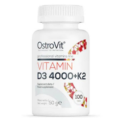 Supliment Alimentar, OstroVit Vitamin D3 4000UI si K2, Sustine Sistemul Imunitar si Osos, 100 compri foto