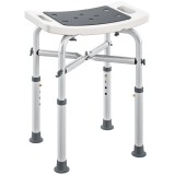 HOMCOM Taburet de dus reglabil aluminiu, gri, picioare antiderapante cu ventuze, sezut captusit, 150kg, HDPE, pentru persoane cu dizabilitati