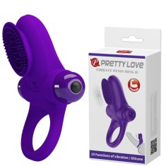 Inel Penis Pretty Love Penis Ring 2, 10 Moduri Vibratii, Silicon, Violet