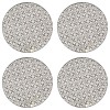 Set 4 Farfurii Portelan Bej Model Negru 26.5cm Vervo.Ro - Set Portelan Elegant, Farfurii Portelan Diametru Mare, Set Farfurii Rezistent