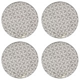 Set farfurii 4 piese, Portelan, Bej cu Model Negru, diametru 26.5 cm