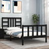 VidaXL Cadru de pat cu tăblie, negru, 90x190 cm, lemn masiv