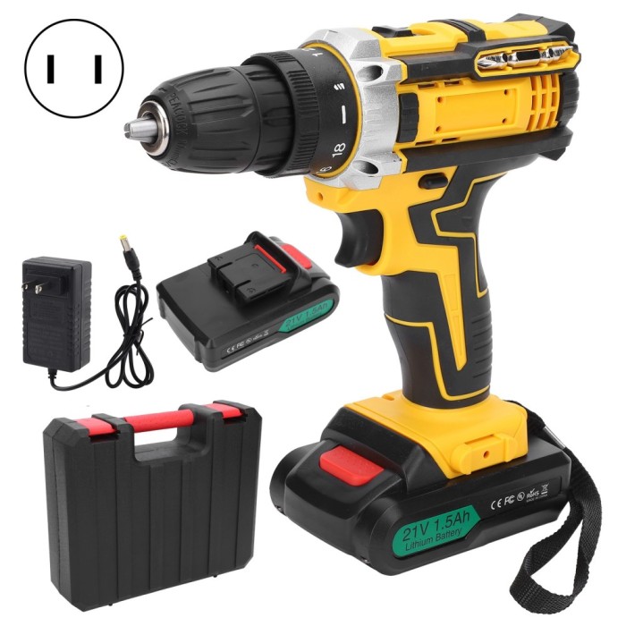 Aparat de gaurit electric Mmgoqqt, model TB096, 200W, 1800mAh, 21V, cu 2 acumulatori, tip pistol
