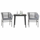 Gossi set de sufragerie de gradina 3 piese sticla poliratan gri