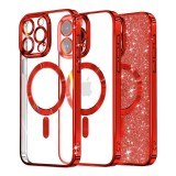 Husa pentru iphone 16 pro max glitter magsafe, atasare magnetica, red