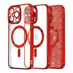 Husa premium iPhone 16 Pro Max Techsuit Luxury Glitter MagSafe, rosu foto