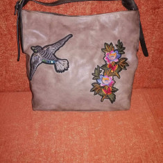 Poseta dama geanta de mana umar Lookat Accessori Italia cu broderie florala