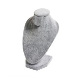 Bust de prezentare bijuterii invelit in catifea gri 16cm BU5381, Time Veranda