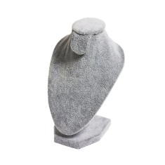 Bust de prezentare bijuterii invelit in catifea gri 16cm BU5381