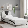 Gossi cadru de pat cu tablie alb si negru 90x190 cm piele artificiala