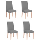 Set 4 huse universale pentru scaun, marime universala, poliester si spandex, 45 x 60 cm, gri mediu Household NewTrend