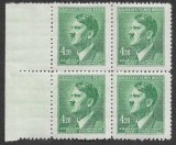 Bloc 4 Timbre Boemia și Moravia 1945 Portret Adolf Hitler 4,20 K Cu Margine St&acirc;nga Neștampilat - A007