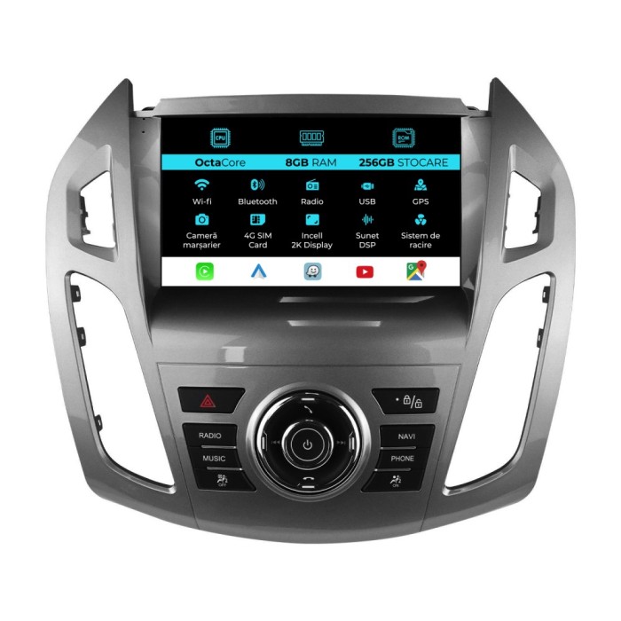 Navigatie Dedicata Ford Transit Tourneo Connect (2013-2019), 2K, 8Gb Ram, 256Gb Stocare, Carplay