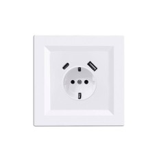 Nova f&amp;ouml;ldelt csatlakoz&amp;oacute;aljzat USB csatlakoz&amp;oacute;val 2A feh&amp;eacute;r kerettel foto