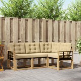 vidaXL Set Canapele Exterior 4 Piese Lemn Acacia, Alb Bej, Textilene Rezistent