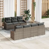 Gossi set de dining pentru gradina 8 piese cu perne gri din ratan poli