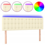 Cumpara ieftin Tablie de pat cu LED, crem, 144x5x78/88 cm, piele ecologica