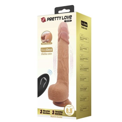 Vibrator realist din silicon 3 Functii Impingere Tommy(22.5cm) foto