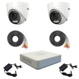 Sistem supraveghere profesional Hikvision Color Vu 2 camere 5MP IR20m, DVR 4 canale, full accesorii