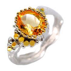 Inel bijuterie din argint 925 cu citrin si peridot