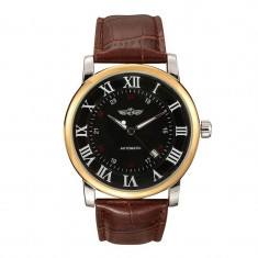 Ceas barbatesc de mana T-Winner Clasic Vintage Mecanic Automatic Retro Casual Elegant Maro Negru