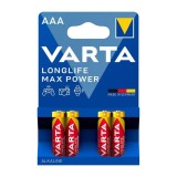 Set 4 baterii alcaline AAA LR03 VARTA LONGLIFE MAX POWER MICRO 4703 MINISTILO