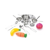 Set jucarii Ustensile, alimente si accesorii de bucatarie, 18 piese, Otel inoxidabil si plasic, ATU-, Oem