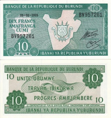 BURUNDI 10 francs 2005 UNC!!! foto