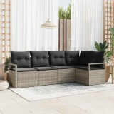 VidaXL Set de canapele pentru grădină cu pernă 5 pcs Gri deschis