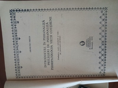 Sigmund Freud-Introducere In Psihanaliză foto