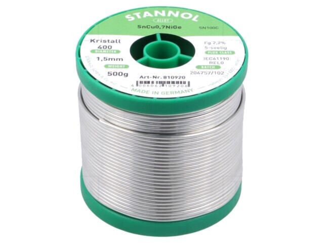 Cositor fără plumb Sn99,3Cu0,7 NiGe 1,5mm 0,5kg STANNOL