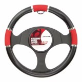 Husa volan auto 4Cars marimea M, 37-39 cm, negru/rosu