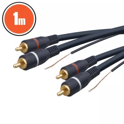 Cablu audio 2x RCA - 2x RCA 1m dublu ecranat cu fir remote foto