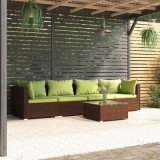 Cumpara ieftin Set mobilier de grădină cu perne, 5 piese, maro, poliratan