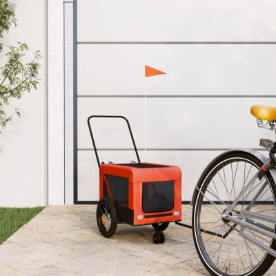 vidaXL Remorcă bicicletă animale companie portocaliu/negru oxford/fier foto