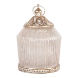 Cumpara ieftin Candela cu led sticla roz metal auriu &Oslash; 8x12 cm